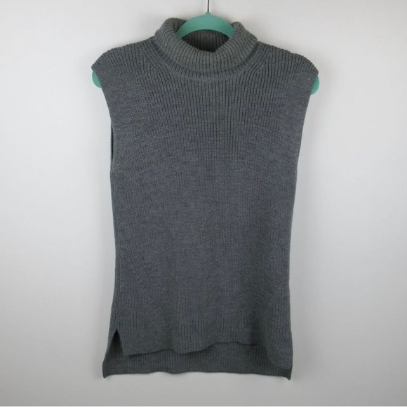 Everlane Chunky Wool Sleeveless Turtleneck Sweater Vest Hi-Lo Hem Spring XS - Picture 3 of 9